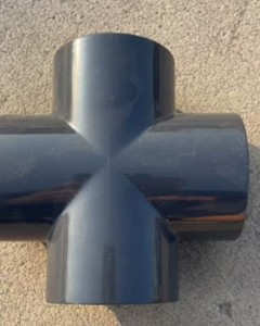 Equal cross 50mm inside PVC dark grey PN16